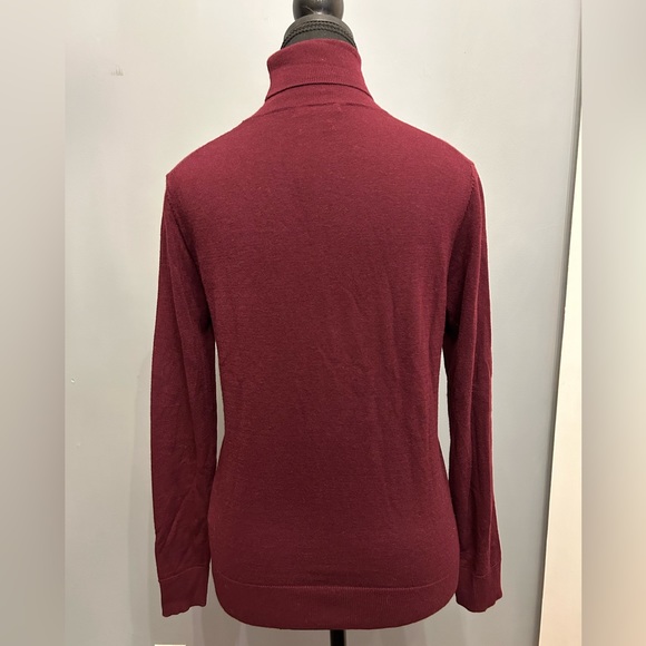 Massimo Dutti Wool & Silk Argyle Turtleneck Sweater in Burgundy, S - Picture 4 of 5